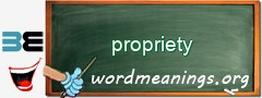 WordMeaning blackboard for propriety